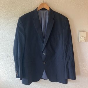 David Lawrence Union Made in Canada Wool Cotton Navy Woven Stipes Blazer men 46R